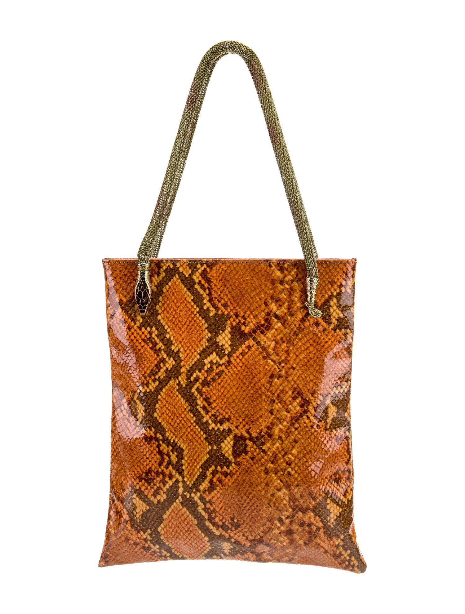 John Galliano Embossed Patent Leather Handle Bag - Orange