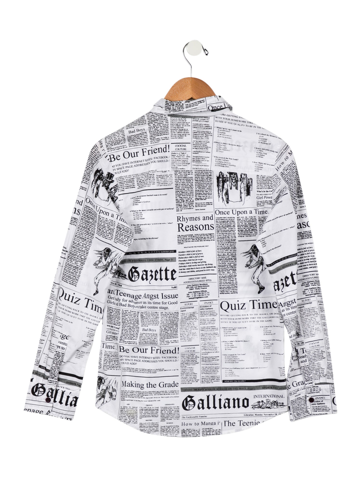 John Galliano Boys' Newspaper Print Button-Up Shirt