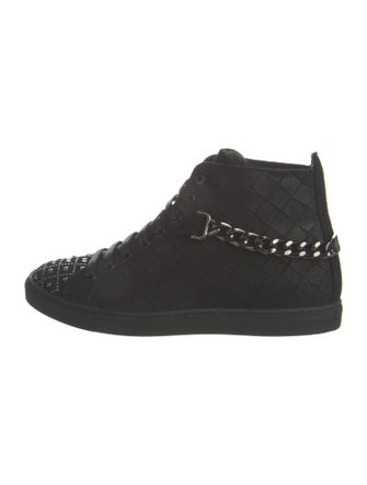 John Galliano Leather Chain-Link Accents Sneakers