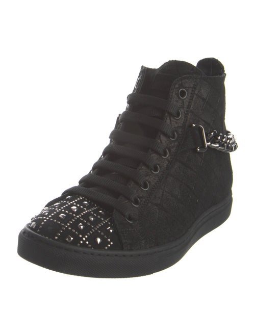 John Galliano Leather Chain-Link Accents Sneakers