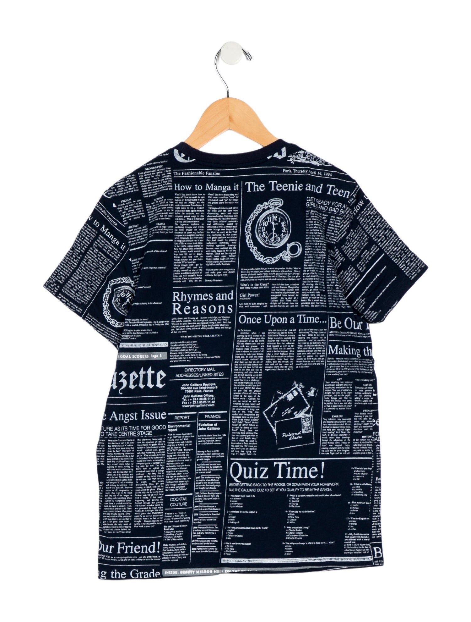 John Galliano Boys' Newspaper Print Short Sleeve T-Shirt
