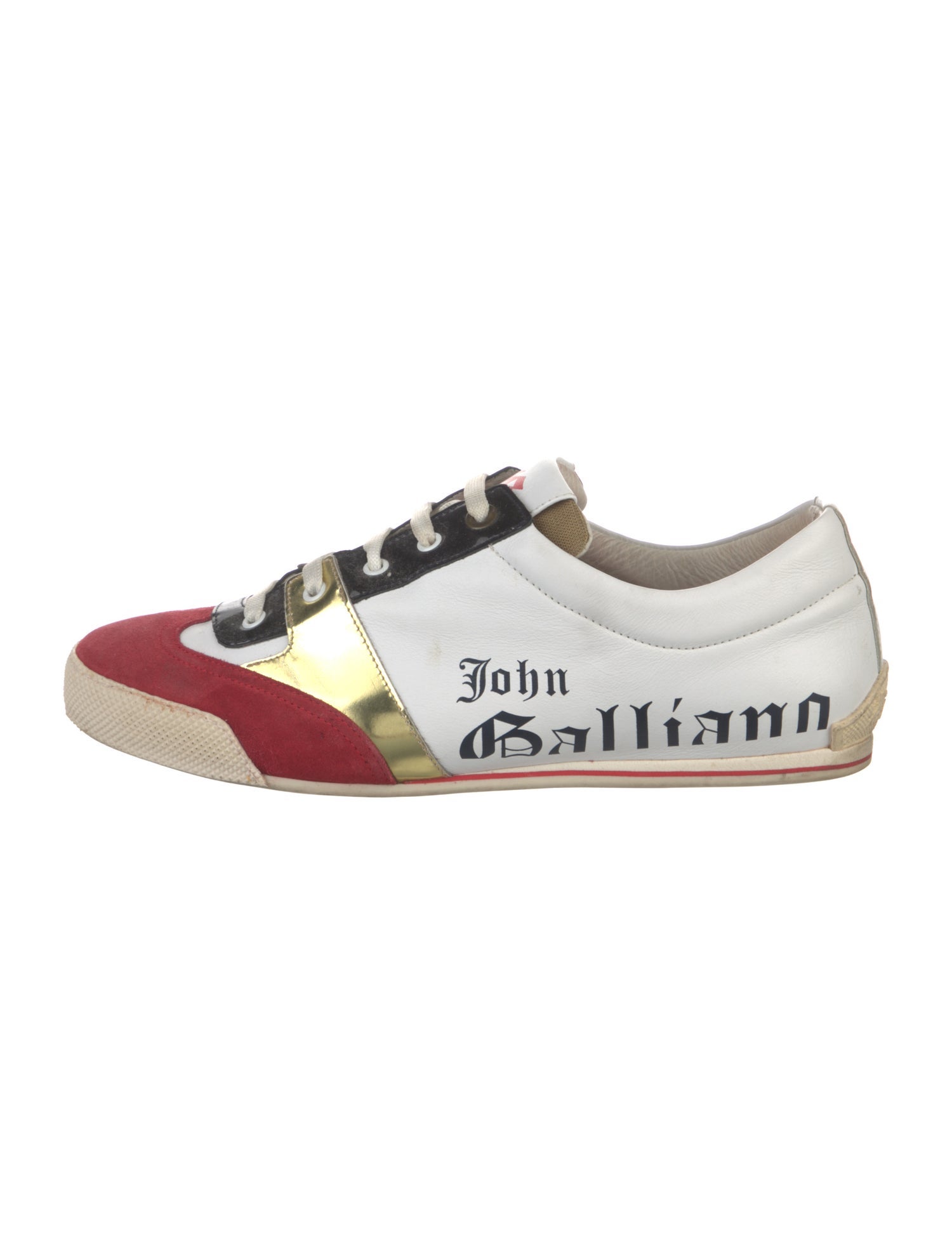 John Galliano Leather Graphic Print Sneakers