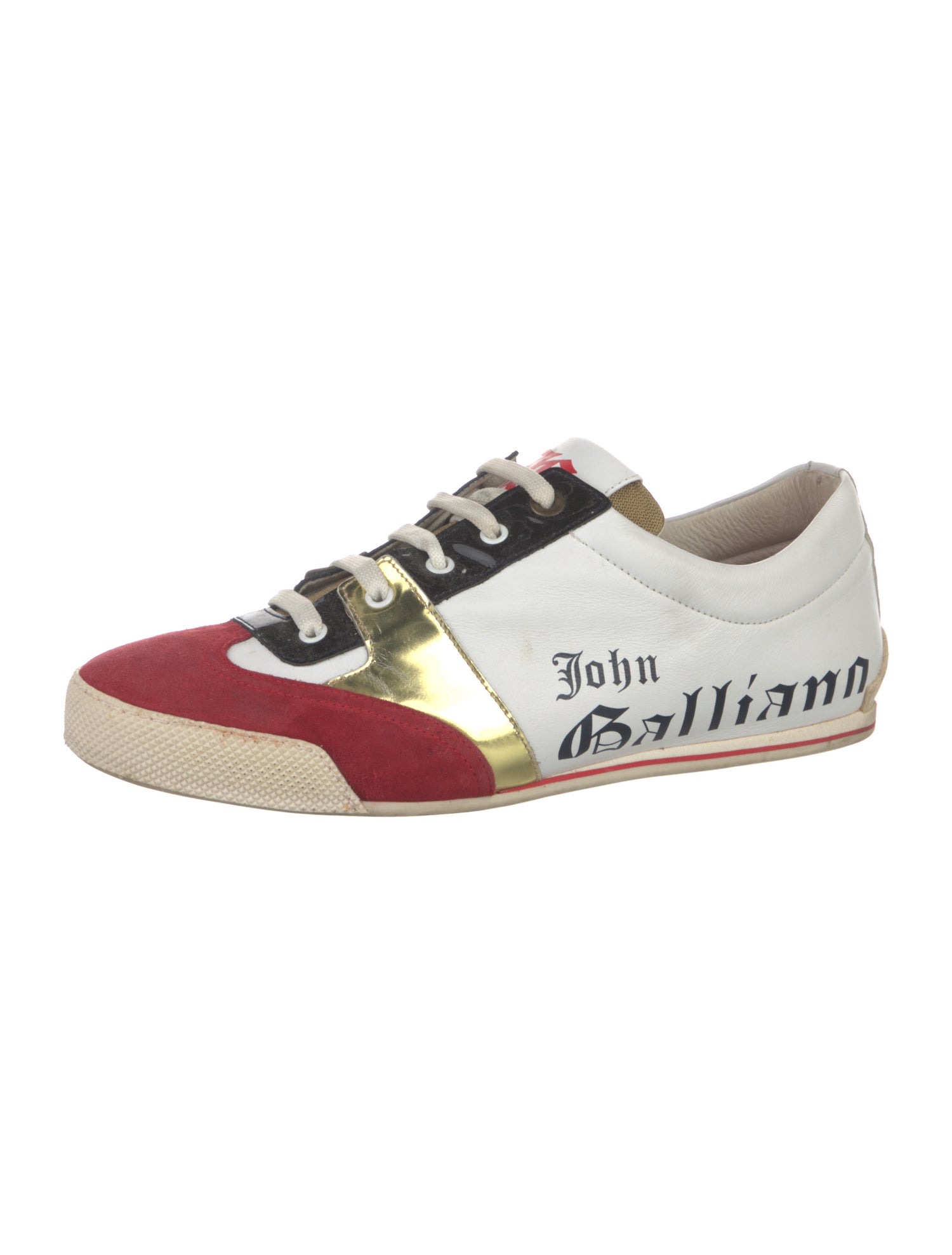 John Galliano Leather Graphic Print Sneakers