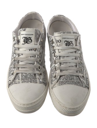 John Galliano Leather Printed Sneakers
