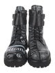 John Galliano Leather Printed Combat Boots