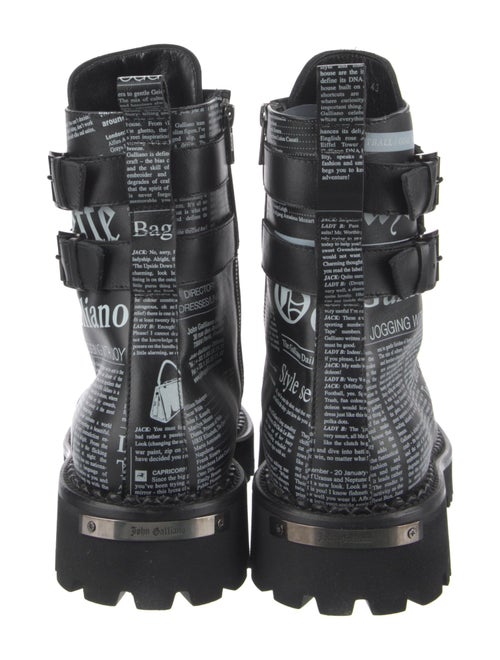 John Galliano Leather Printed Combat Boots
