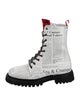 John Galliano Leather Printed Combat Boots