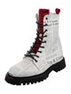 John Galliano Leather Printed Combat Boots