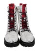 John Galliano Leather Printed Combat Boots
