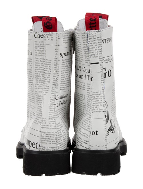John Galliano Leather Printed Combat Boots