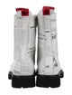 John Galliano Leather Printed Combat Boots