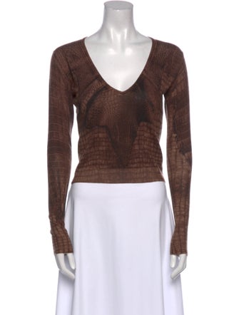 John Galliano Cashmere Animal Print Crop Top