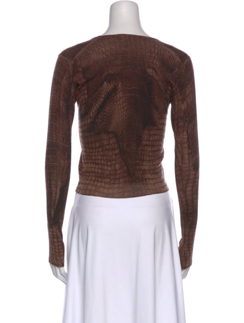 John Galliano Cashmere Animal Print Crop Top