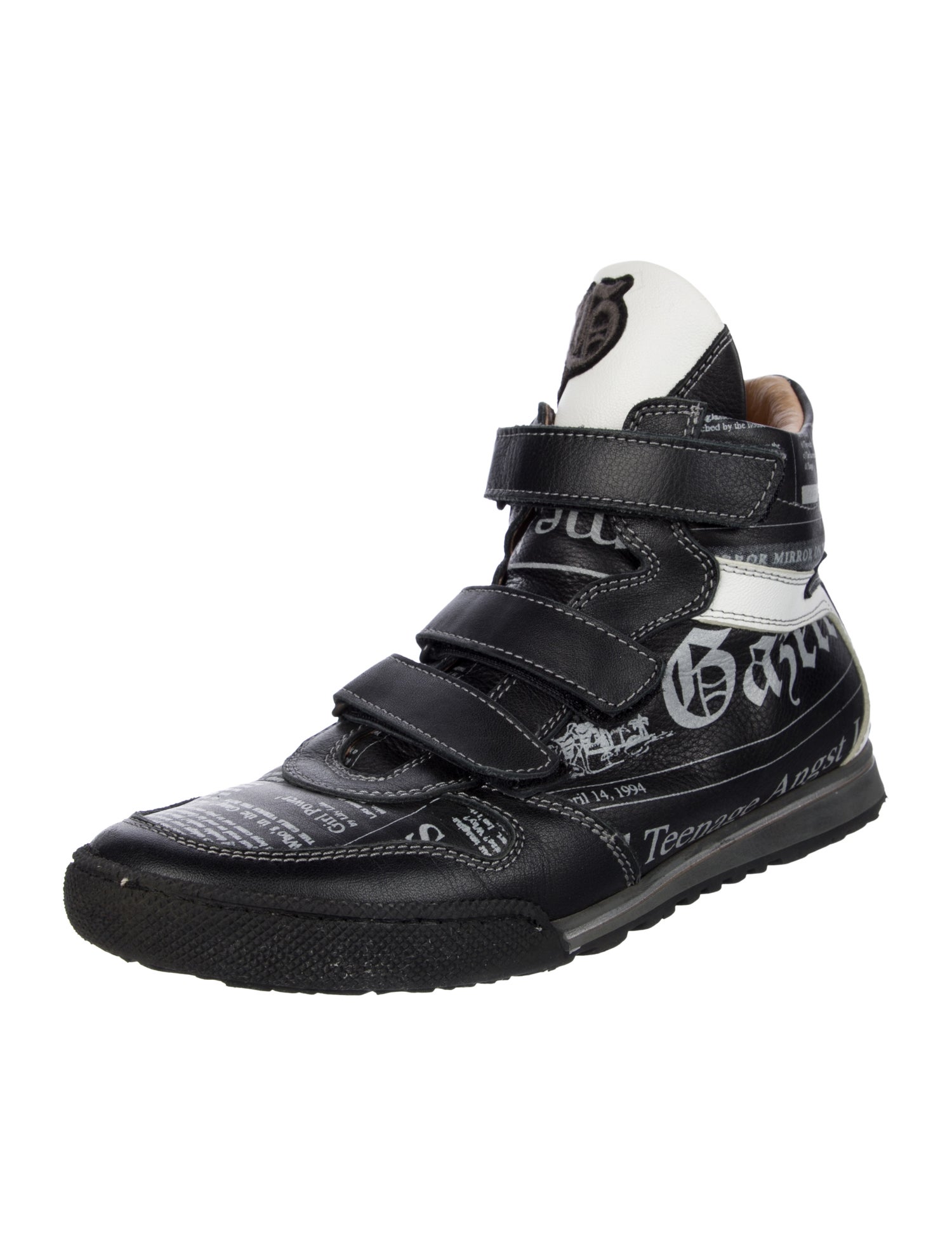 John Galliano Leather Graphic Print Sneakers