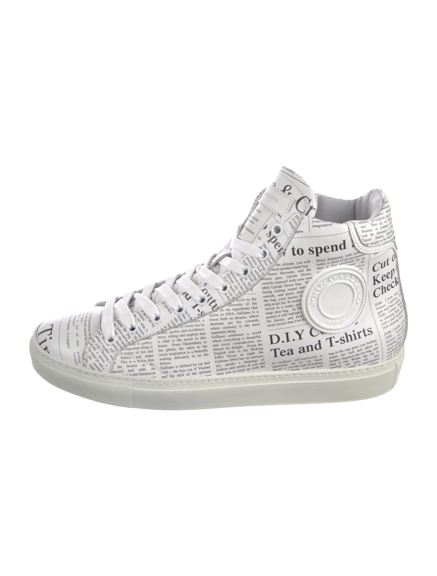 John Galliano Leather Printed Sneakers