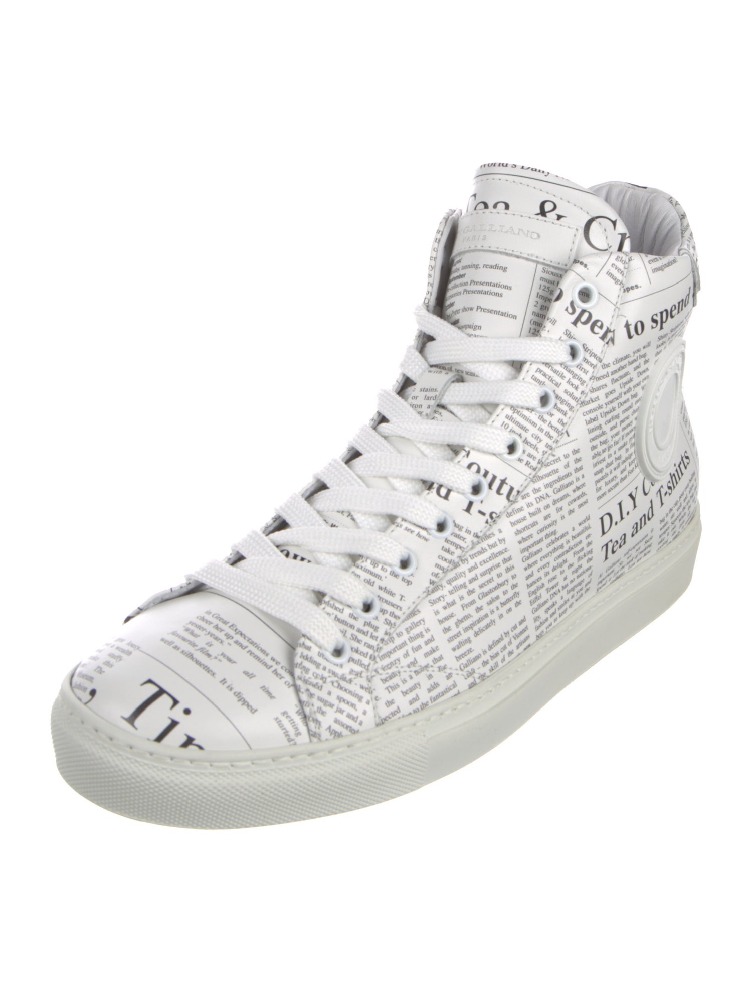 John Galliano Leather Printed Sneakers