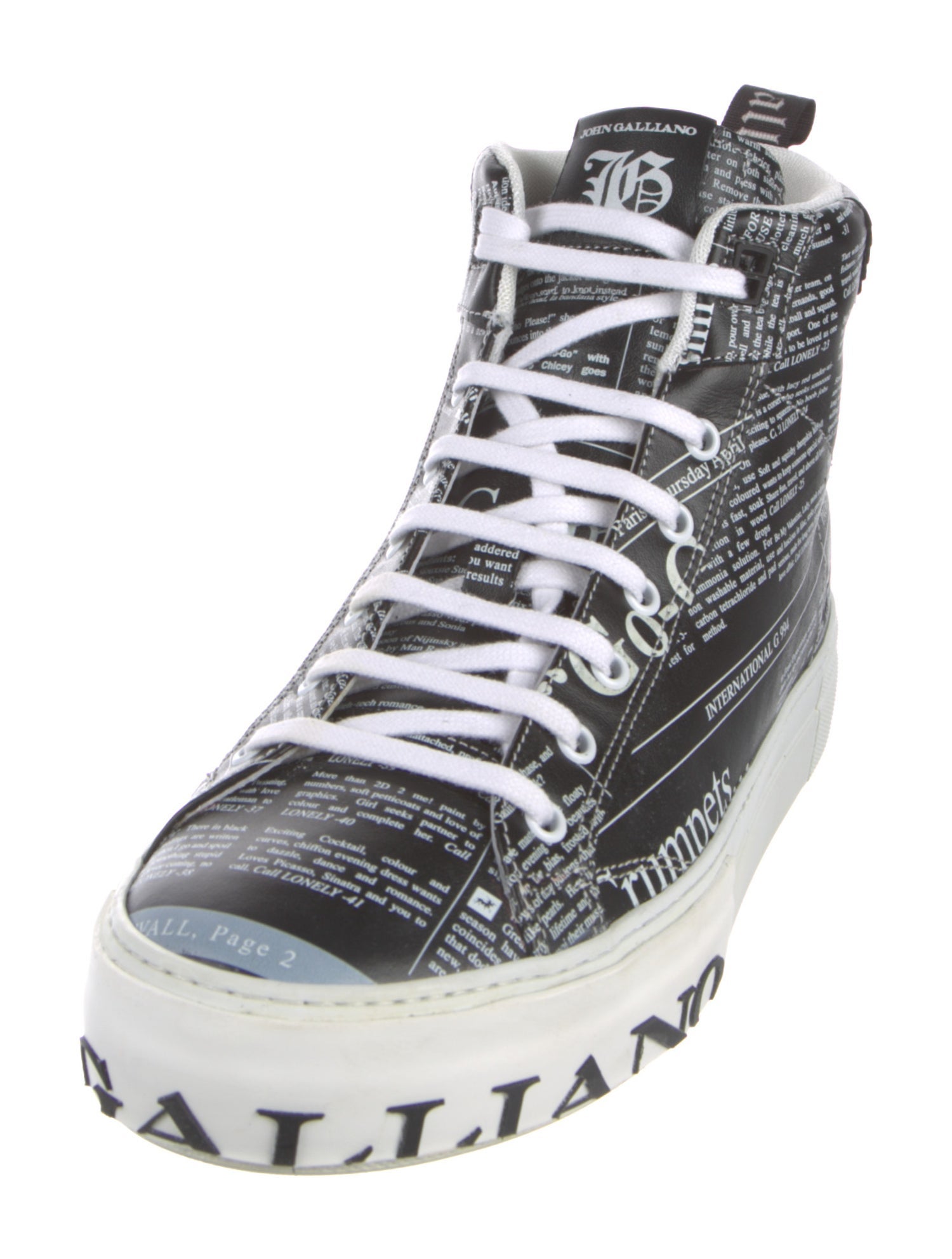 John Galliano Leather Printed Sneakers