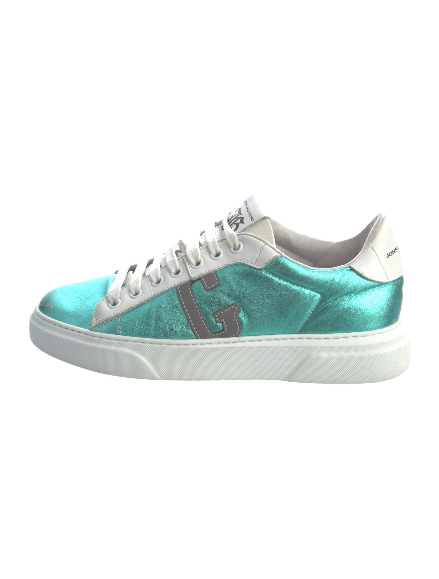 John Galliano Leather Colorblock Pattern Sneakers