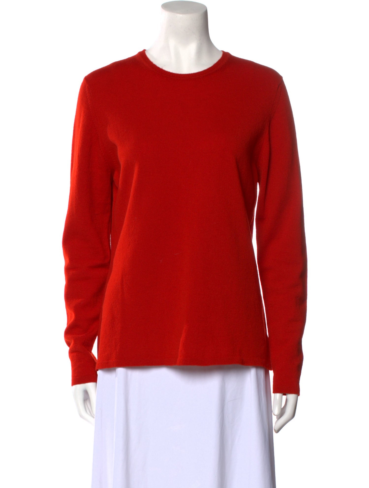 Johnstons of Elgin Cashmere Crew Neck Sweater Red Knitwear, Clothing