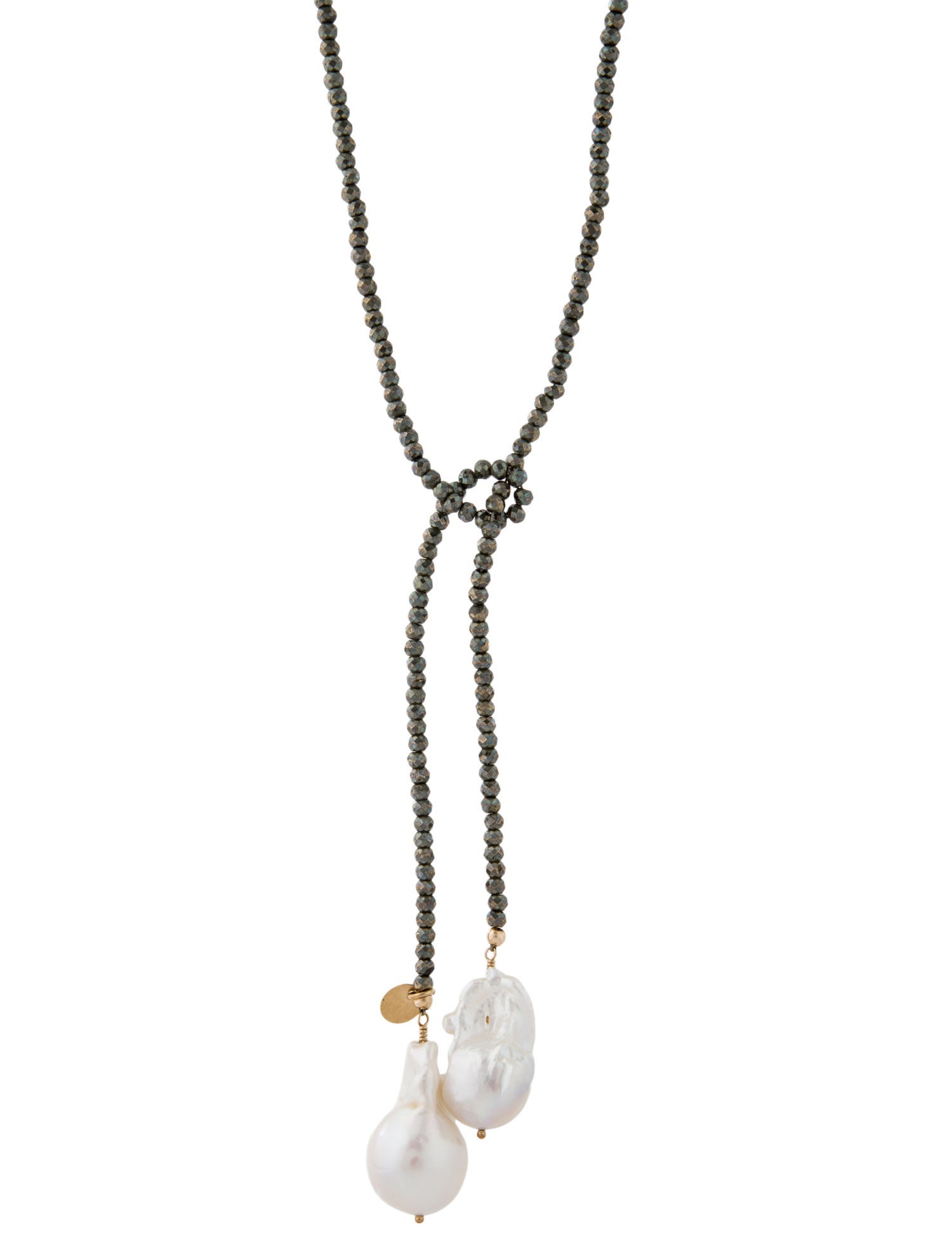Joie DiGiovanni Pearl & Pyrite Classic Lariat Necklace