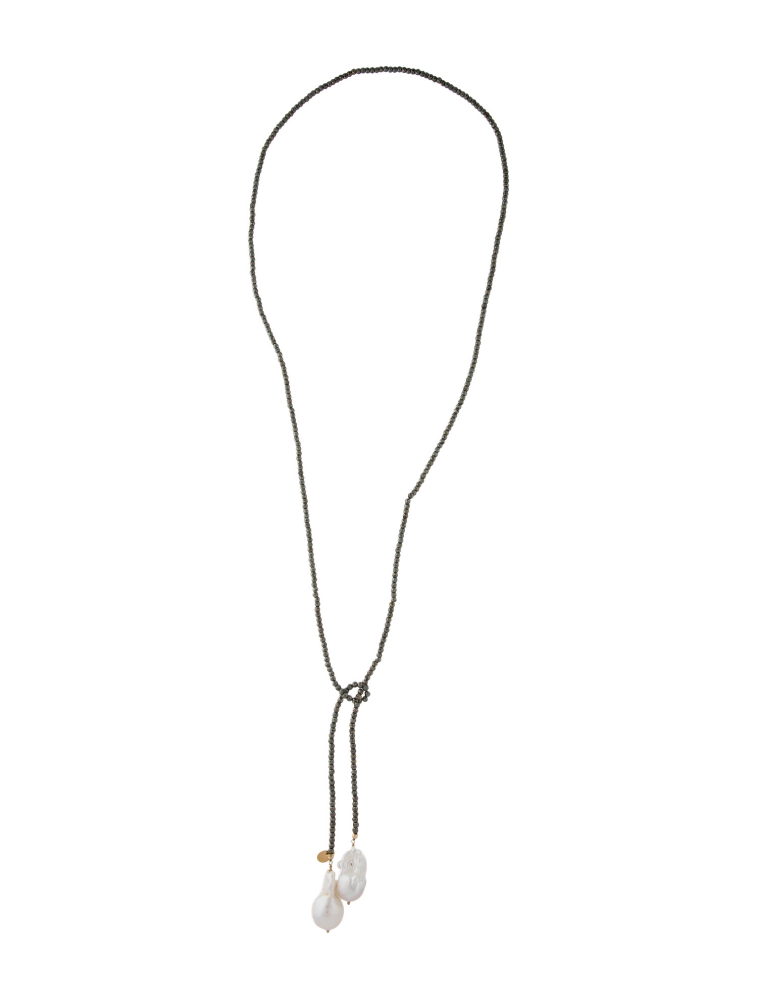 Joie DiGiovanni Pearl & Pyrite Classic Lariat Necklace