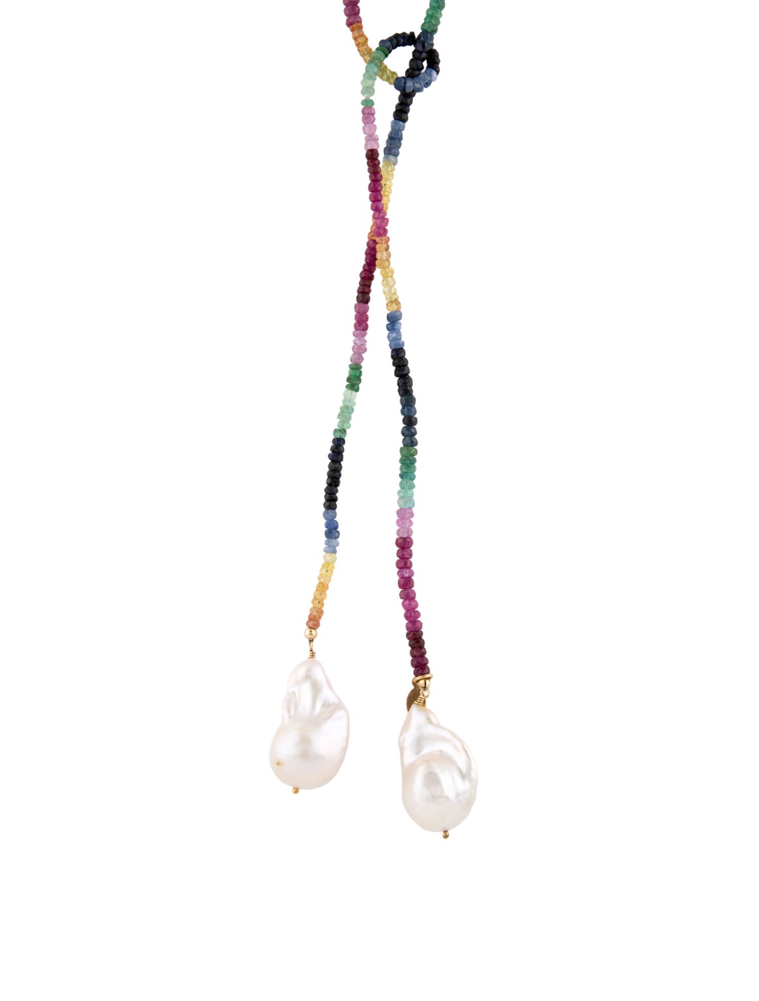Joie DiGiovanni Pearl & Multistone Lariat Necklace