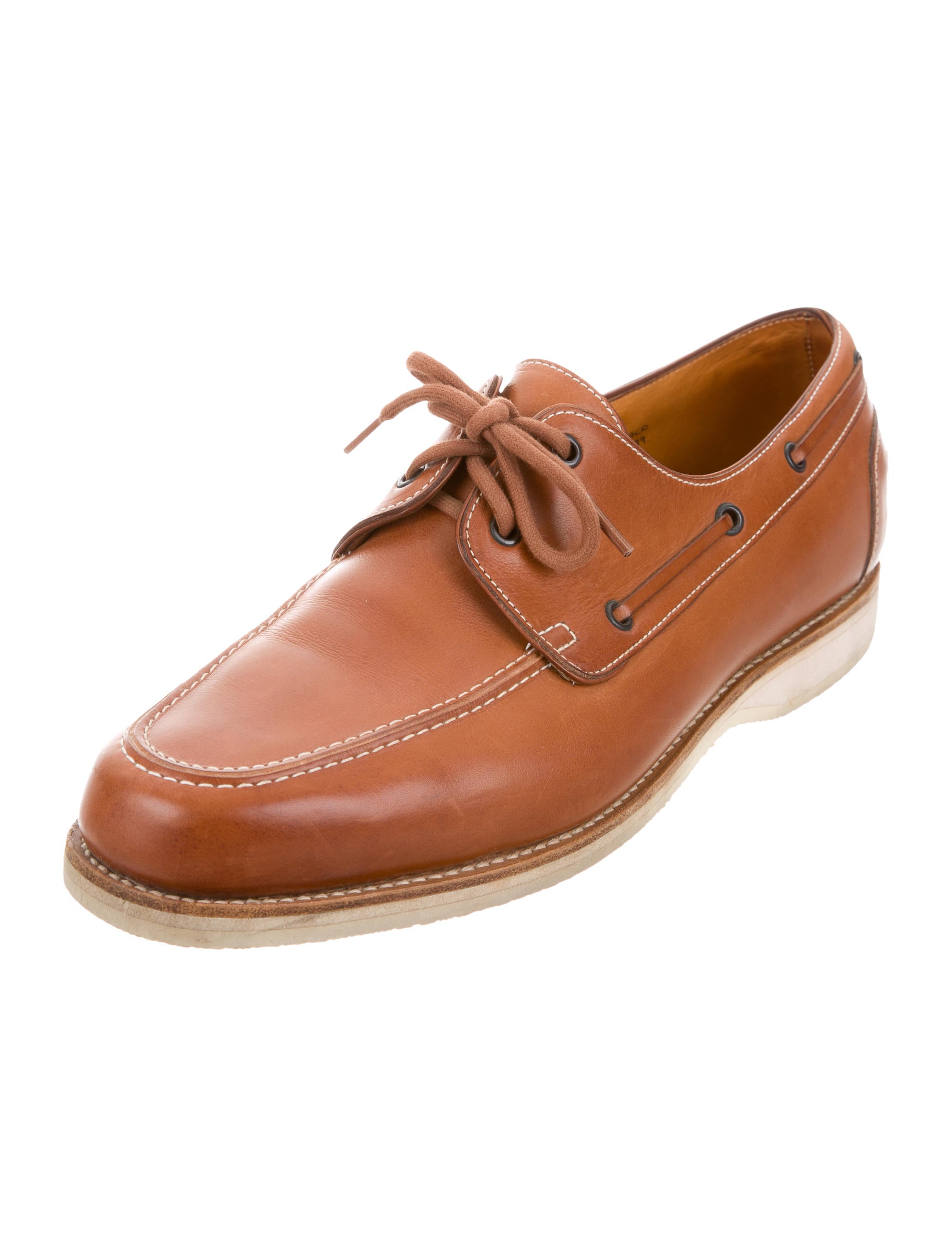 John Lobb Monaco Leather Boat Shoes - Brown Loafers, Shoes