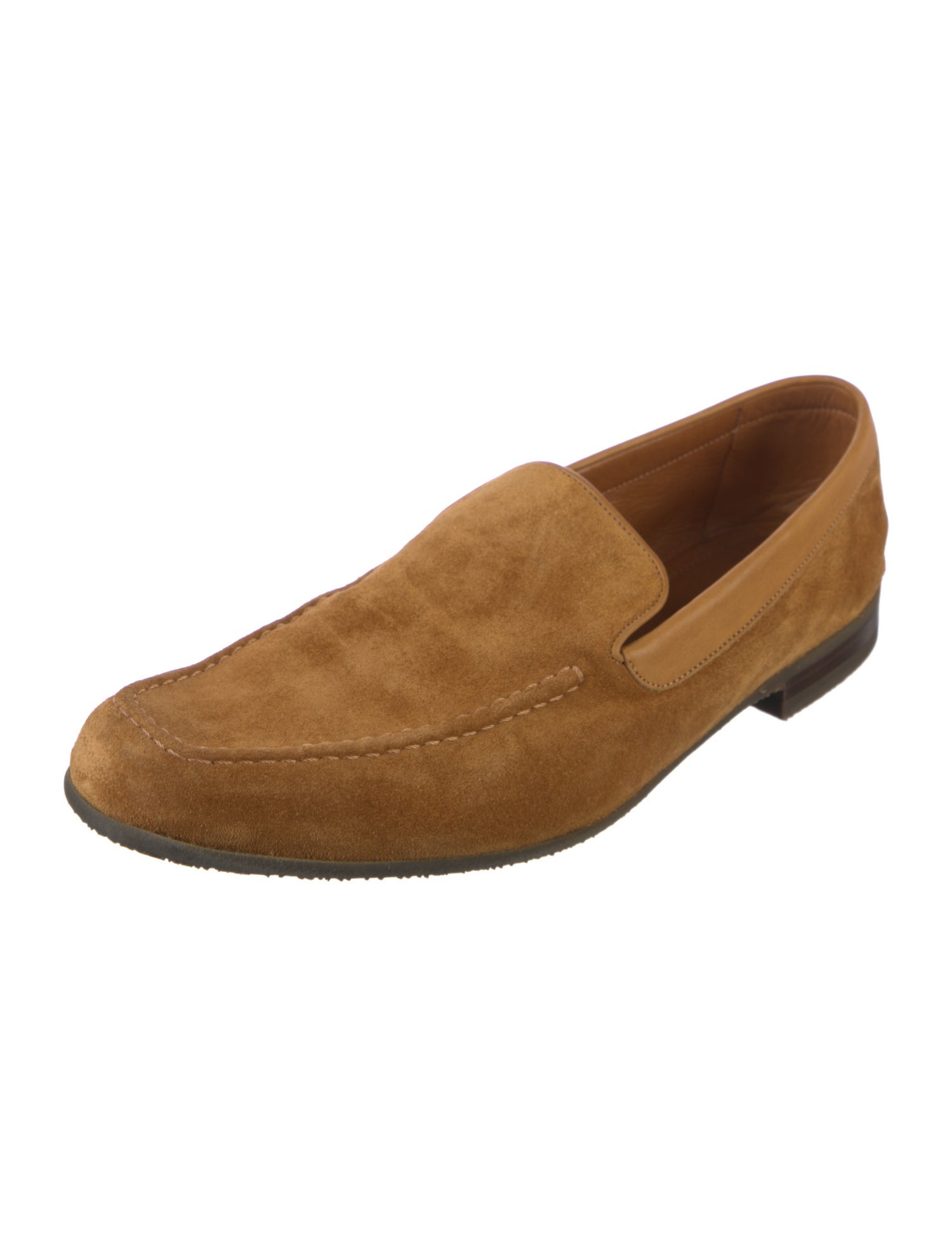John Lobb Suede Cutout Accent Loafers