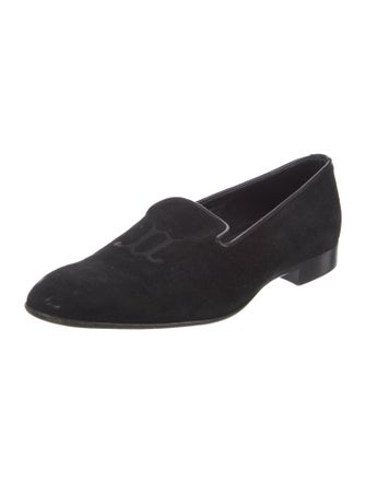 John Lobb Suede Embroidered Accent Loafers