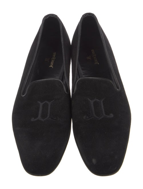 John Lobb Suede Embroidered Accent Loafers