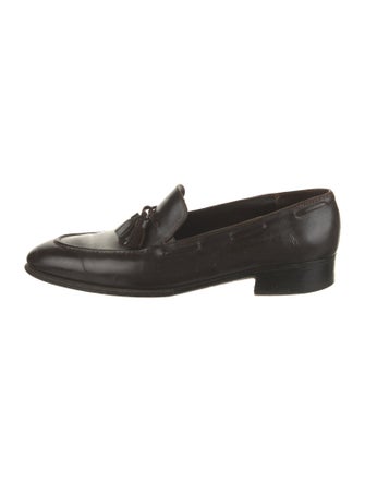 John Lobb Leather Tassel Accents Dress Loafers