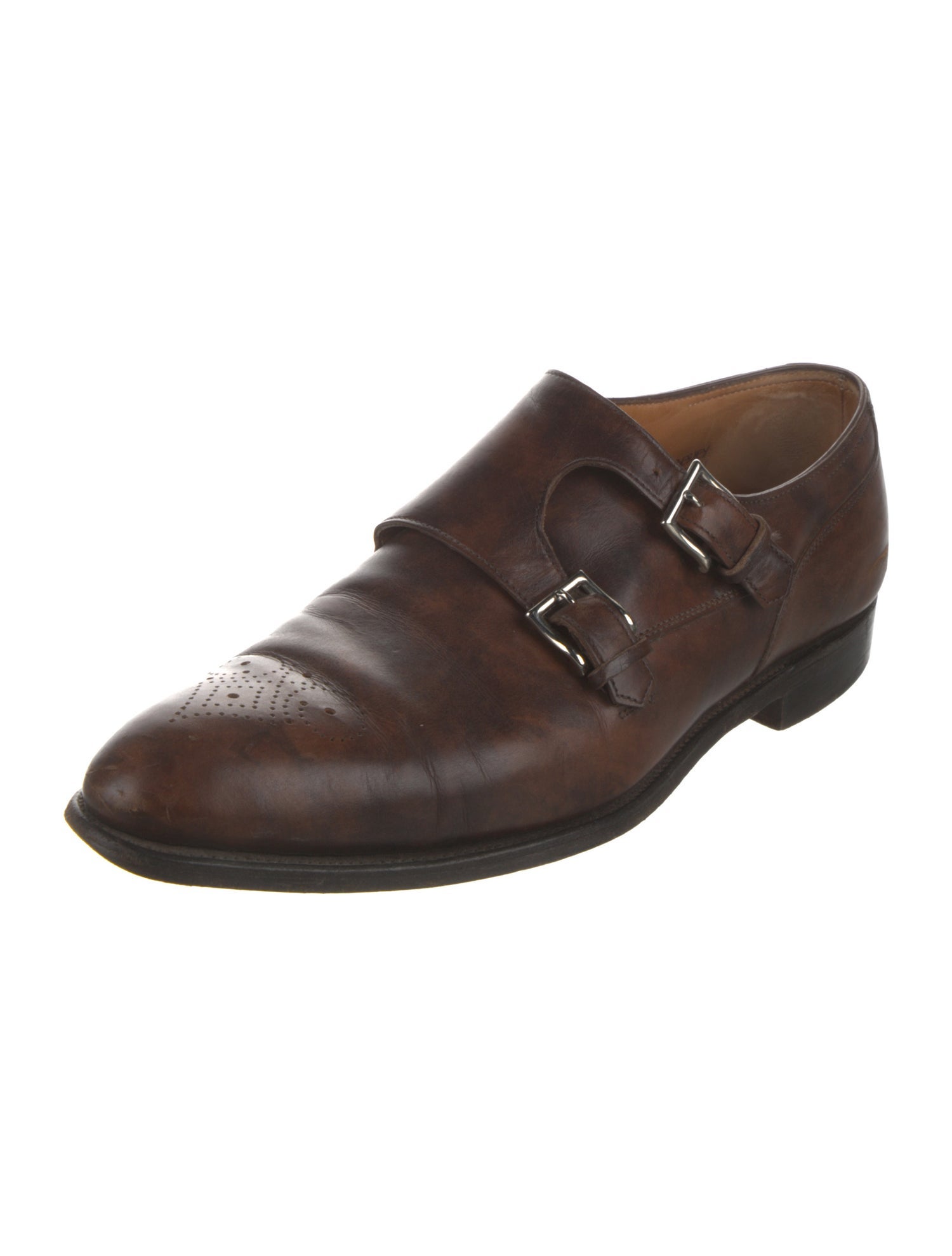 John Lobb Leather Lasercut Accents Monk Straps