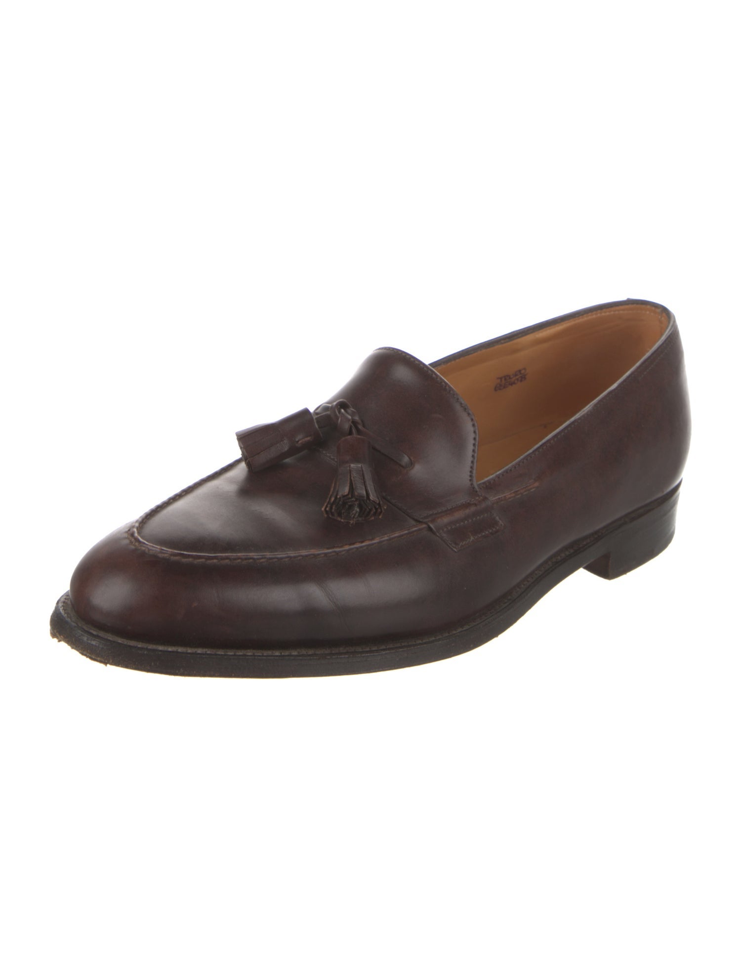 John Lobb Leather Tassel Accents Dress Loafers