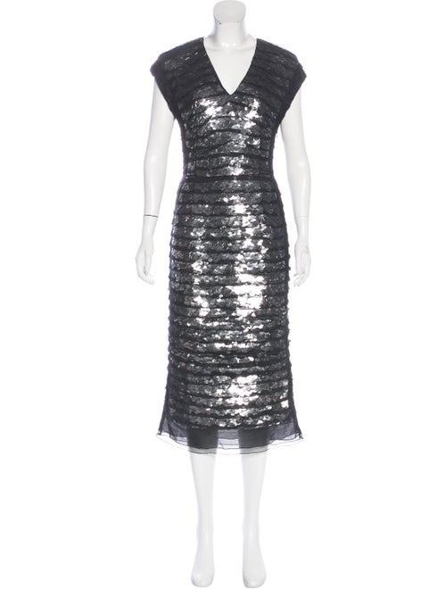 Jonathan Saunders Sequined Mesh Dress Black