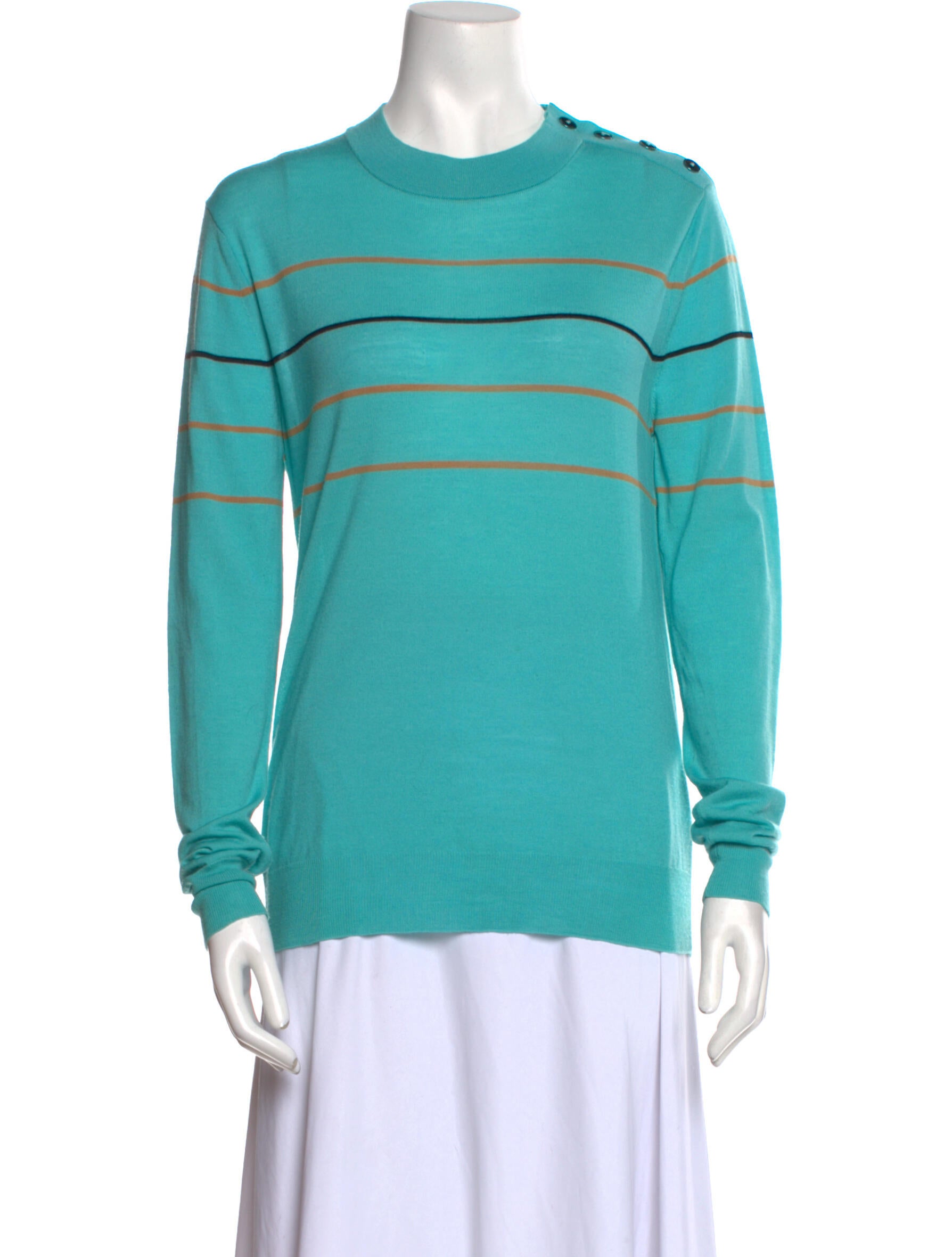 Jonathan Saunders Striped Crew Neck Sweater Blue Knitwear, Clothing JON22196 The RealReal