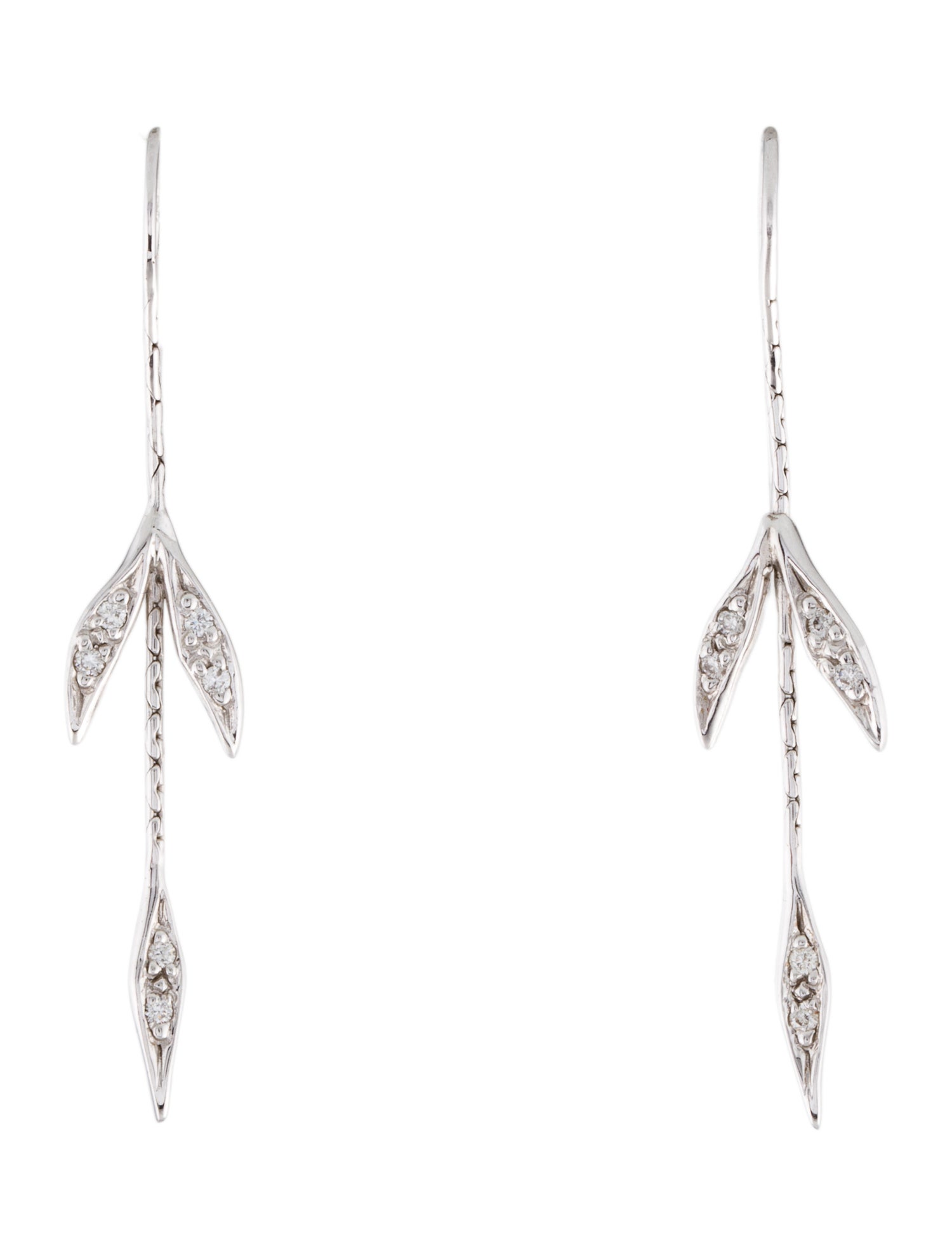Jordan Schlanger 18K Diamond Leaf Drop Earrings