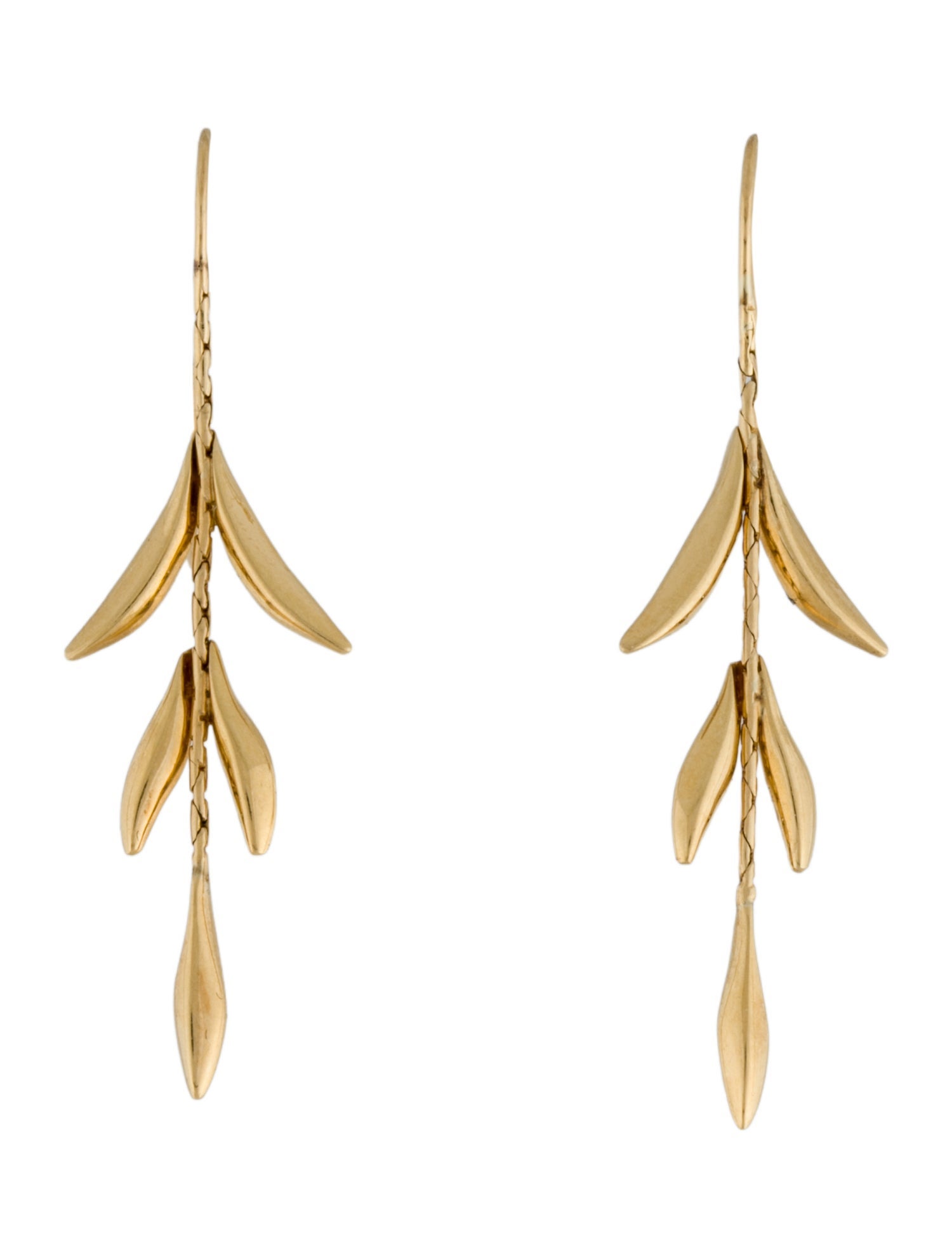 Jordan Schlanger 18K Leaf Drop Earrings