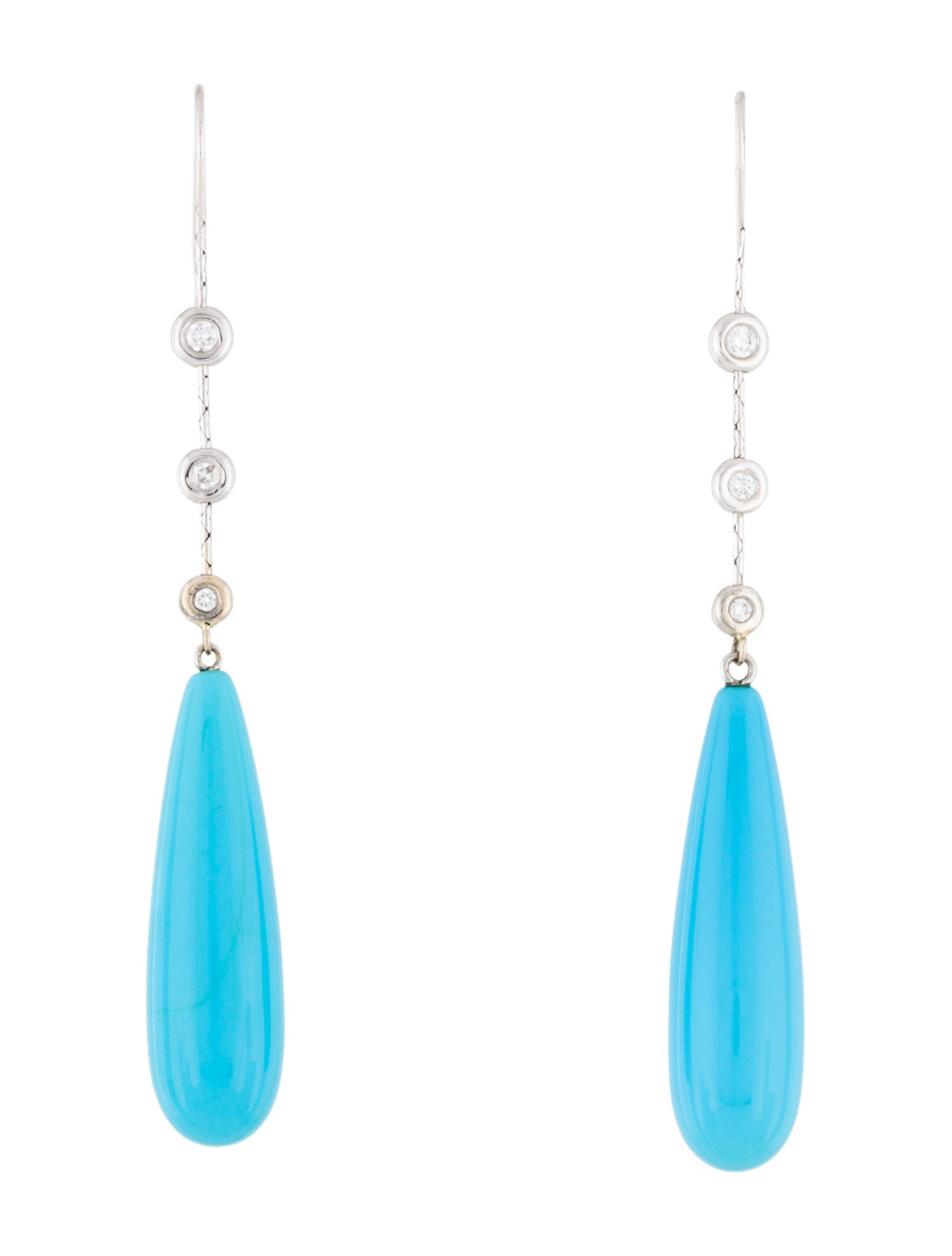 Jordan Schlanger 18K Turquoise & Diamond Drop Earrings