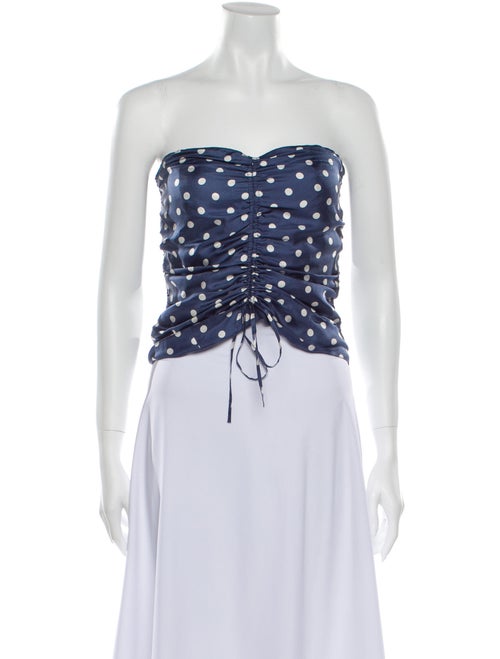 Joseph Silk Polka Dot Print Crop Top Blue