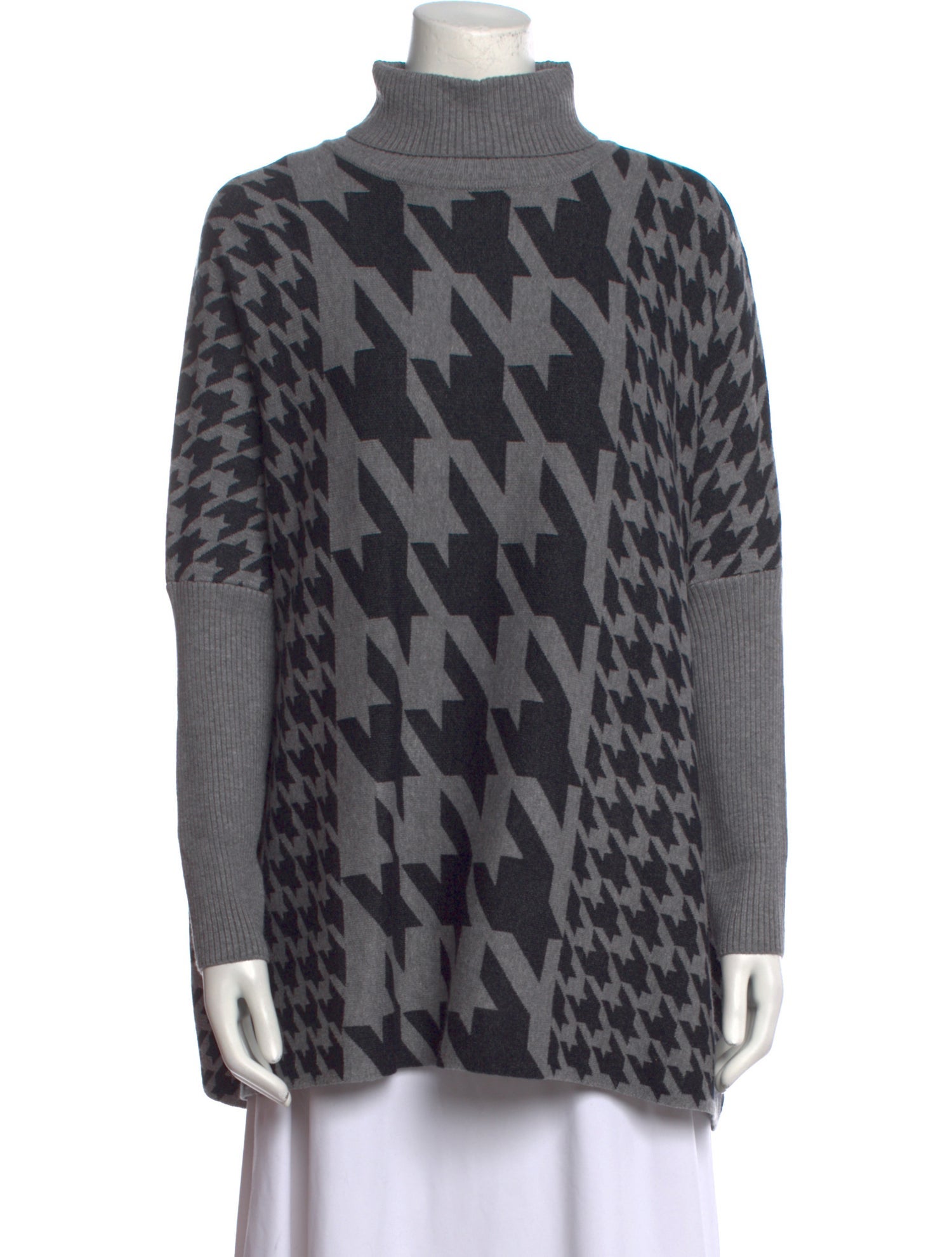 Joseph Houndstooth Print Turtleneck Sweater