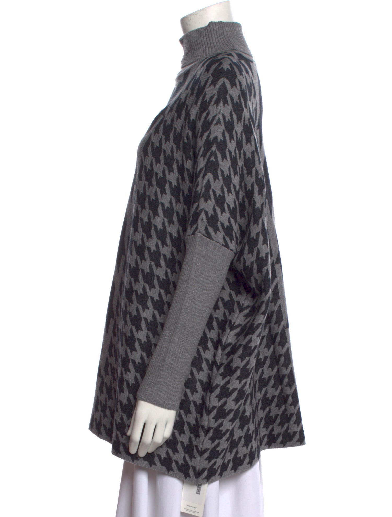 Joseph Houndstooth Print Turtleneck Sweater