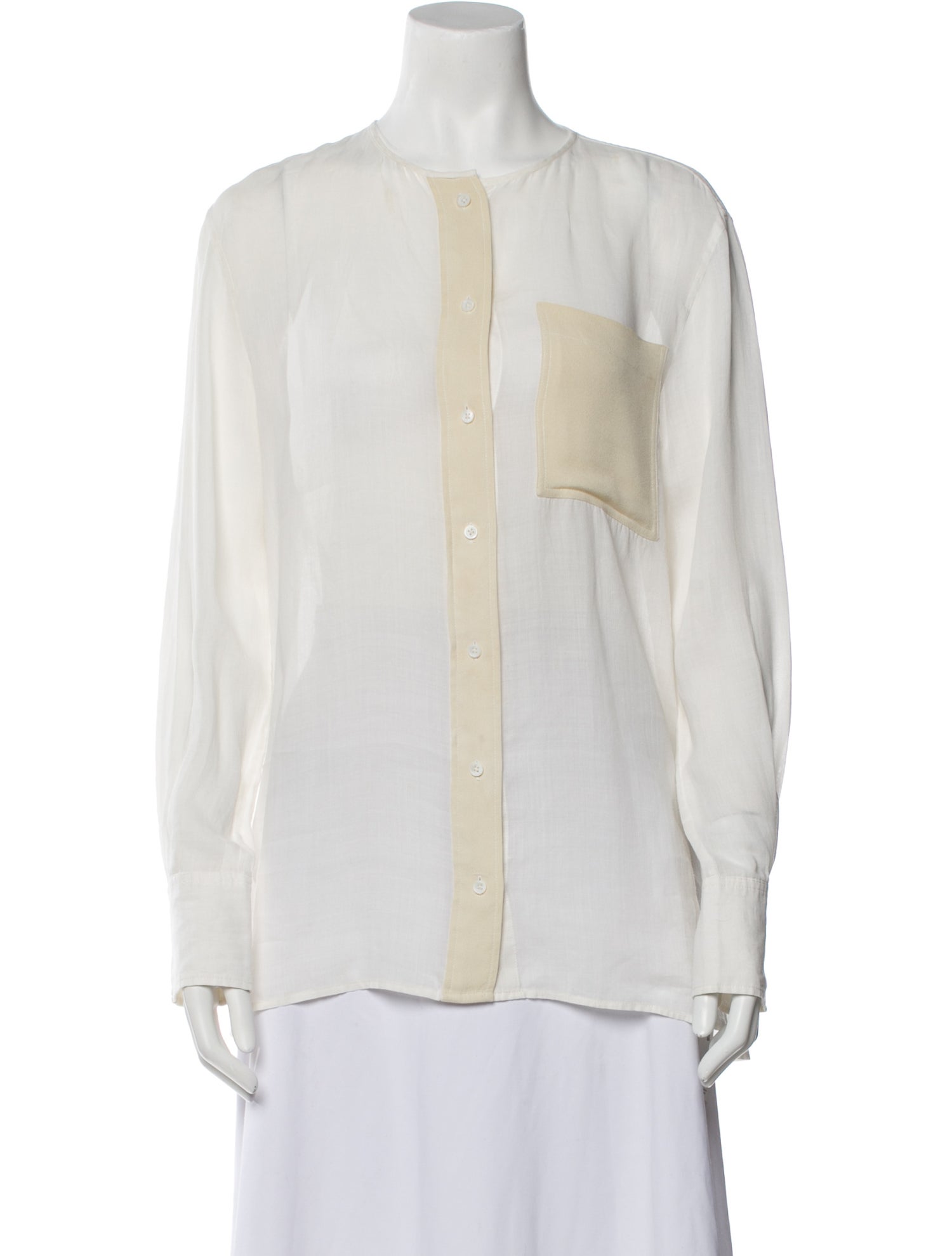 Joseph Crew Neck Long Sleeve Button-Up Top
