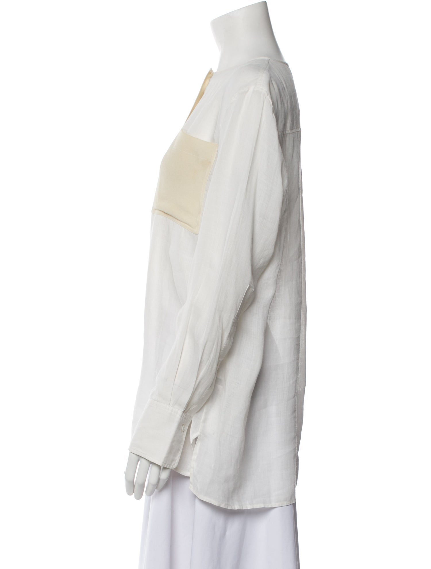 Joseph Crew Neck Long Sleeve Button-Up Top