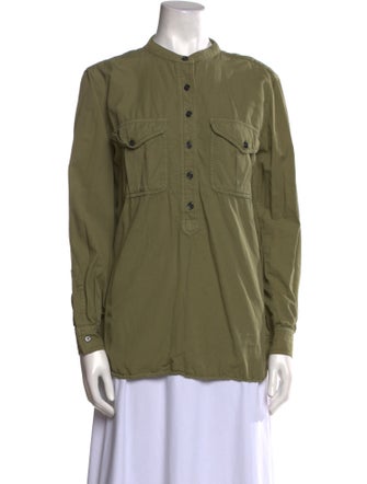 Joseph Mock Neck Long Sleeve Button-Up Top