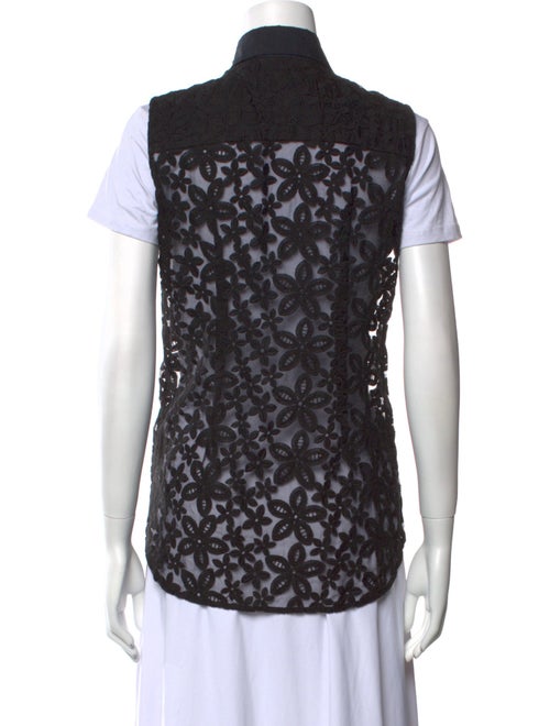 Joseph Lace Pattern Short Sleeve Button-Up Top