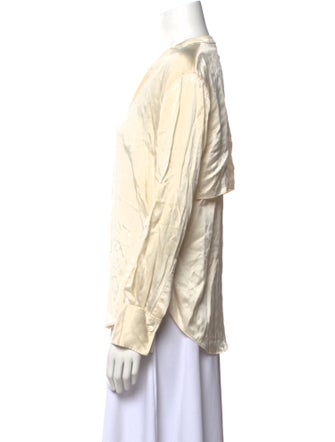 Joseph Silk V-Neck Button-Up Top