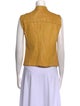 Joseph Lambskin Mock Neck Button-Up Top