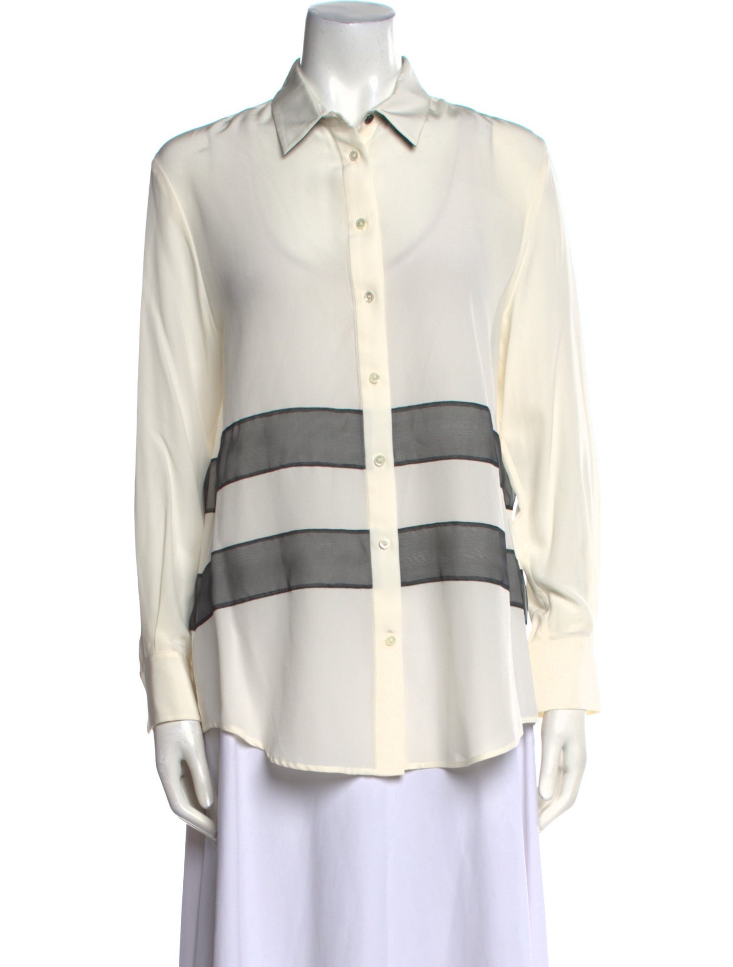 Joseph Silk Long Sleeve Button-Up Top