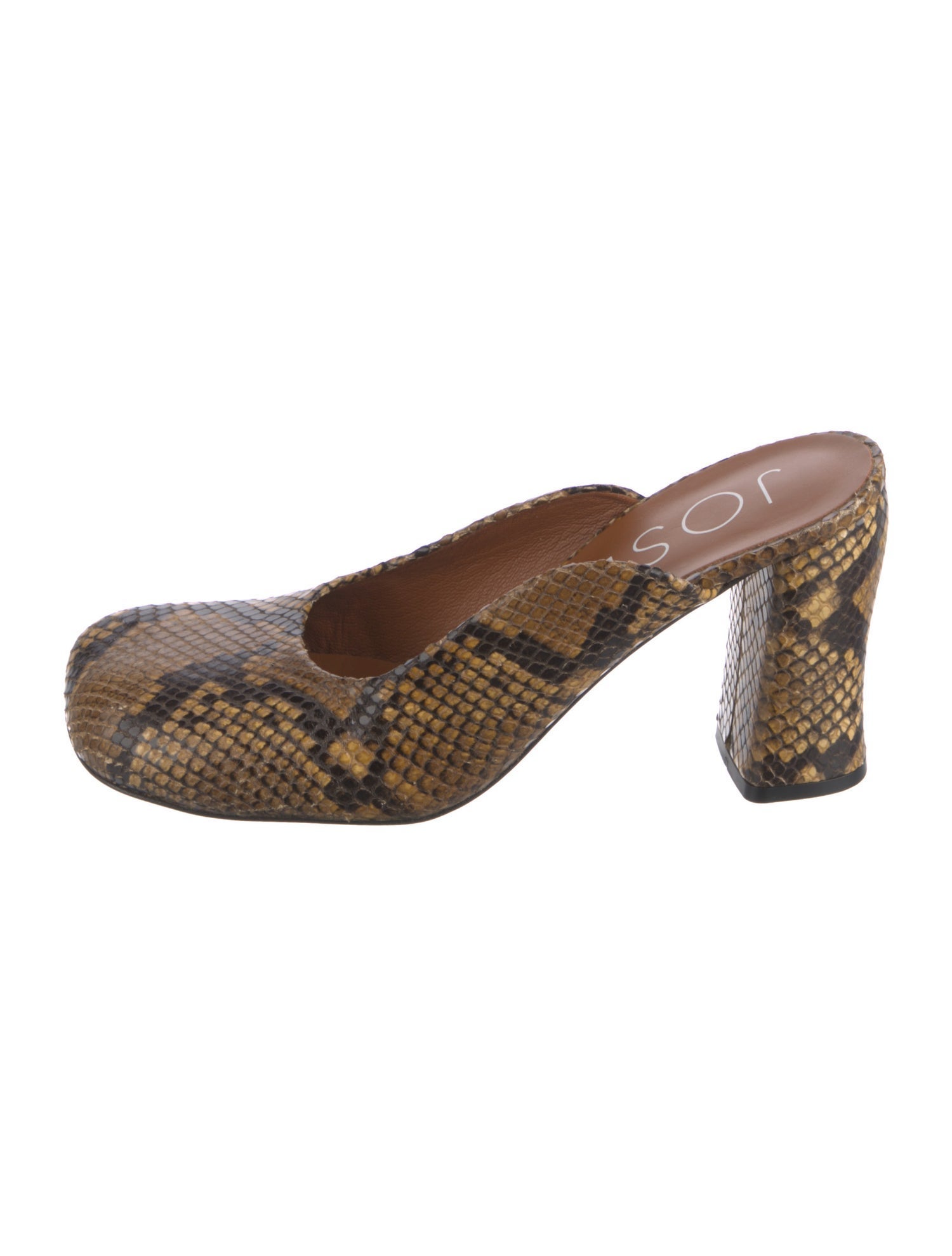 Joseph Snakeskin Animal Print Mules