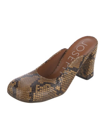 Joseph Snakeskin Animal Print Mules